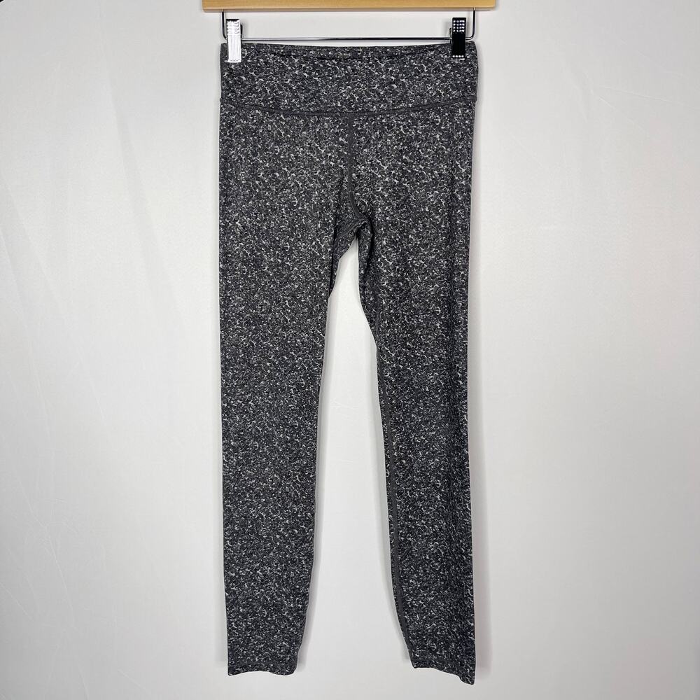 Athleta Girls XLarge 14 Gray Black Printed Chit Chat Tight Leggings Workout